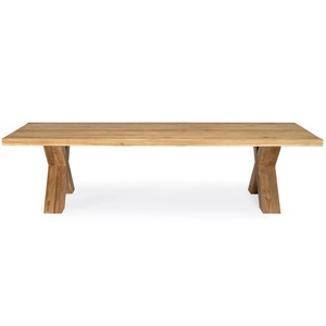 Table à manger en teck massif, design moderne avec base en X, imperméable, écologique, durable, mobilier d'intérieur pour restaurants et hôtels - Product Image 2