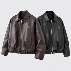PU Leather <b>Trench</b> Solid Color Double Breasted V-neck Collar Long Length <b>Waterproof</b> Breathable Windproof Casual Outerwear Spring - Product Image 4
