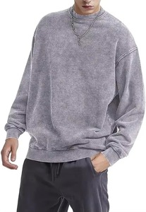 Sweat-shirt en molleton à col rond pour homme, effet délavé, polyester/coton, respirant, 280g, design de logo personnalisé, hiver, best-seller, professionnel - Product Image 2