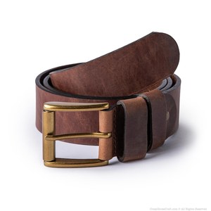 Cinturón de Cuero Genuino Hecho a Mano con Hebilla de Latón Marrón, Estilo Casual/Clásico, Artesanía Duradera, Regalo de Boda, World Craft - Product Image 1