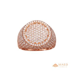 Mens Rose Gold Tone Moissanite Diamond Round <b>Ring</b> Hip Hop Statement Jewelry <b>Ring</b> for Men Daily Wear - Product Image 1