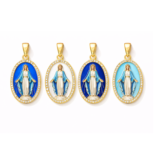 Regalos de joyería de recuerdo de la iglesia católica, colgante personalizado religioso de la Virgen María en plata de ley 925. - Product Image 6