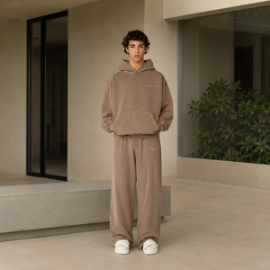 ONETEN APPARELS Conjunto de Sudadera con Capucha Oversize para Hombre, Color Sólido, Ajuste Holgado, Chándal Casual con Bolsillo Canguro y Pantalones de Pierna Ancha 100% Algodón - Product Image 6