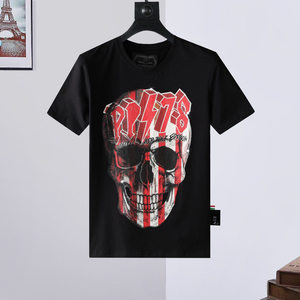 เสื้อยืดเพลนสไตล์ใหม่ประจำฤดูร้อนปี 2026 ผ้าฝ้ายแท้ คอกลม ทรงเข้ารูป ประดับหัวกะโหลกด้วยคริสตัล - Product Image 2