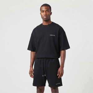 Custom LOGO Tracksuit Men's T Shirt and Short <b>Set</b> With Zipper Casual OEM Custom Men's Cotton Short <b>Set</b> Breathable Gym <b>Twin</b> <b>Set</b> - Product Image 4