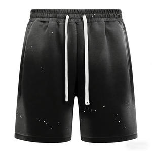 Shorts décontractés pour hommes sur mesure, en coton, longueur genou, style Oxford, délavé à l'acide, effet soleil, bords bruts, couleur unie, avec cordon de serrage, séchage rapide, vente en gros - Product Image 1