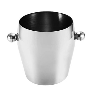 Enfriador de vino de buena venta, Cubo de champán de Metal con Acabado niquelado, cubo de hielo de Metal para vino con mango de perilla lateral - Product Image 1