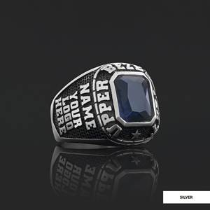 Anillo Escolar BOJ 016 Personalizado de Plata con Diamantes, Anillo de Graduación Universitario Unisex, Regalo para Fiestas y Ocasiones Especiales, Certificado - Product Image 5