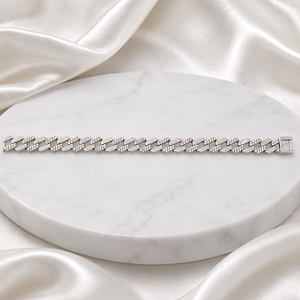 Bracelet chaîne maille cubaine Iced Out plaqué or rose 18 carats serti de diamants avec fermoir boîte sécurisé pour femme - Product Image 2