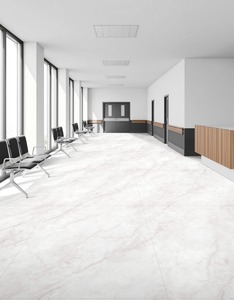 Carrelage de sol effet marbre blanc 1200x1800, grand format, en porcelaine, surface polie, pour hôpital, aéroport, salle d'attente - Product Image 2