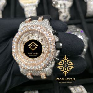 Montre de luxe Pahal Jewels avec diamants, 43 mm, cadran carré, cristal saphir, chronographe analogique, quartz, acier inoxydable 20 mm, unisexe pour homme et femme - Product Image 4