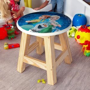 Kids Wooden <b>Stool</b> Seat Printed Toddler Ottoman Minimalist Furniture Decoration Wood Stand <b>for</b> Home Playroom <b>Bathroom</b> Tabletop - Product Image 5