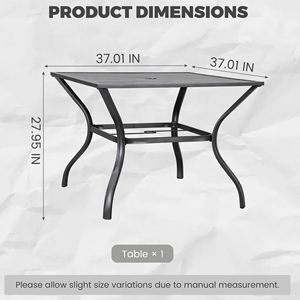 Tavoli da Pranzo con Piano in Metallo per Giardino, Quadrati da 0,9M o Rettangolari da 1,5M, Impermeabili e Resistenti all'Usura, con Telaio in Metallo Solido - Product Image 4
