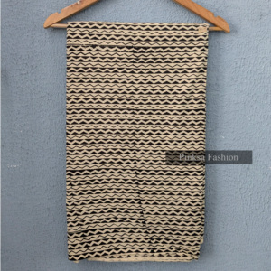 ผ้าฝ้ายแท้ 100% พิมพ์ลายด้วยมือ ลายซิกแซกสีดำ ผ้าลายเชฟรอนอินเดียแบบไจปุรี สำหรับตัดเย็บเสื้อผ้า งานฝีมือ DIY - Product Image 1