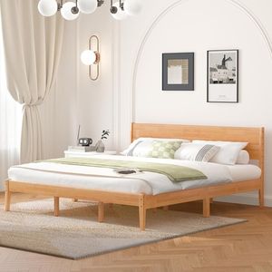 Muebles de dormitorio tallados a mano con almacenamiento, madera de alta calidad, la mejor cama de plataforma de madera rústica hecha a mano, tamaño King - Product Image 5