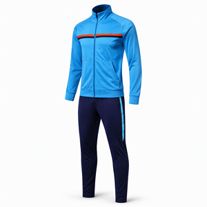 Ensemble de survêtement en polyester pour hommes, veste zippée intégrale et pantalon, vêtements de sport, logo personnalisé, fabricant OEM, fournisseur en gros - Product Image 1