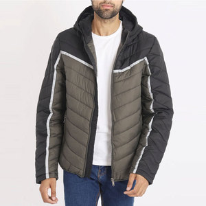 Veste matelassée pour homme à capuche avec logo frontal, respirante, écologique, en polyester/coton, teinte unie, idéale pour l'hiver – Meilleur prix - Product Image 1