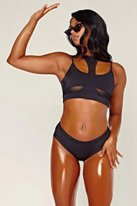 Conjunto de moda para pole dance para mujer, top corto de cuello alto, pantalones cortos de cintura alta, ropa ligera de verano para espectáculos, flexible. - Product Image 3