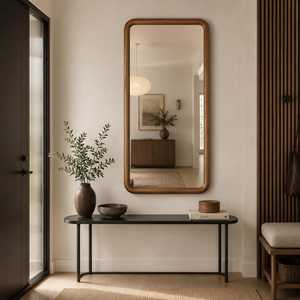 Solid Wood Decorative <b>Wall</b> <b>Mirror</b> <b>Rectangular</b> Frame for Bedroom Living Room Hallway Entryway Home Interior Modern Decor - Product Image 1