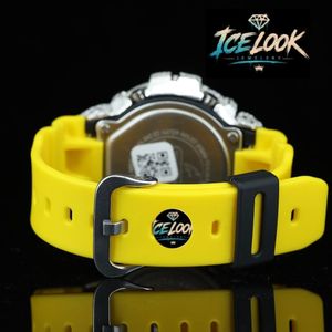 Reloj de Cuarzo Digital con Aspecto de Hielo, Correa de Silicona con Cristales Incrustados, Retroiluminación LED, Cronógrafo, para Estilo Urbano - Product Image 2