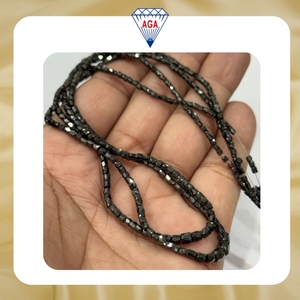 Perles tubulaires carrées à facettes en diamant noir naturel 2,5-3 mm 25 carats, non traitées, qualité africaine AAA certifiée, pour collier de bijoux - Product Image 2