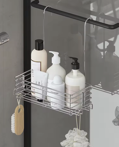 OEM/ODM Vietnam Bathroom Hanging Basket <b>Storage</b> Rack Metal Wire No Drilling <b>Shower</b> Shelf for Shampoo Gel and Toiletries - Product Image 3