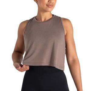 Custom Womens Crop Tank <b>Top</b> Sleeveless Gym Fitness Workout Yoga High Neck Breathable Activewear Custom OEM Wholesale - Product Image 3