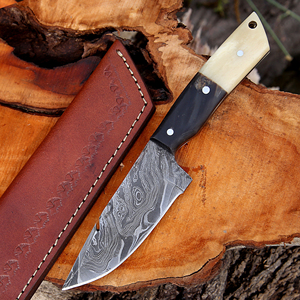 Cuchillo de Caza Hecho a Mano de Acero Inoxidable, Hoja Fija de Espiga Completa, Cuchillo Táctico para Supervivencia al Aire Libre, Camping y Bushcraft, con Funda de Cuero - Product Image 3