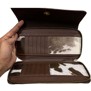 Cartera de Cuero Genuino Hecha a Mano Personalizable, Estilo Bohemio, con Diseño Floral Occidental, Cierre Largo y Múltiples Ranuras para Tarjetas - Product Image 3