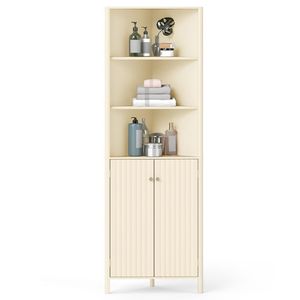 Armoire d'angle de salle de bain de 68 pouces de hauteur avec 5 étagères et 2 portes cannelées - Product Image 4