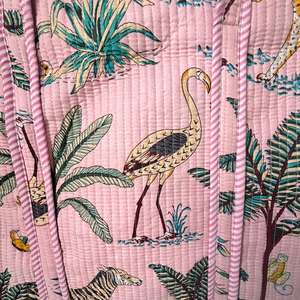 Sac fourre-tout en coton indien imprimé à la main, couleur unie, pour femme, avec fermeture éclair et chaînes, portable, été, automne, plage - Product Image 3