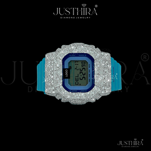Montre de luxe Moissanite VVS sertie de diamants avec mouvement à quartz G-Shock et finition haut de gamme pour cadeau de mariage ou de fiançailles unisexe - Product Image 2