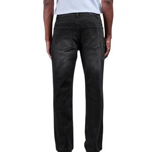 Jean en denim délavé coupe droite, pantalon décontracté à jambe ample pour l'automne, pantalon confortable pour le quotidien, streetwear durable, vêtements personnalisés - Product Image 2