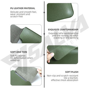 SALVA Housse pour ordinateur portable en cuir vert avec tapis de souris et trousse à crayons, ensemble unisexe, portable, luxe, léger, couleur unie - Product Image 6