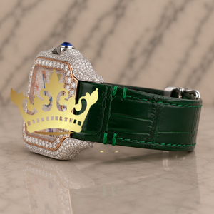 Reloj de Cuero de Cocodrilo Verde Personalizado para Hombre, Reloj de Lujo con Diamantes Moissanite - Product Image 2