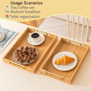 Luxury Modern Bamboo Wood <b>Tray</b> Set with Handles Decorative Ottoman <b>Tray</b> Rectangular Serving Platter for Home Hotel Restaurant - Product Image 6