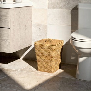 <b>Square</b> Waste <b>Basket</b> and Trash Bin with Lid Handmade Storage <b>Basket</b> Wholesale eco-friendly Made in Viet Nam - Product Image 6