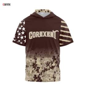 Custom Unisex <b>Short</b> <b>Sleeve</b> <b>Hoodie</b> Sublimated Baseball Hooded Shirt Name Number Polyester/Cotton Breathable COREX ENTERPRISES - Product Image 1