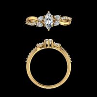 Bague de fiançailles en or jaune 14k 18k avec diamants taille marquise et taille poire de 1,07 ct, bijou fin multi-pierres pour mariage et anniversaire