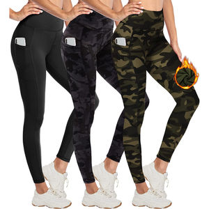 Leggings Térmicos Gruesos con Cintura Elástica para Mujer, al por Mayor, Personalizados, con Bolsillo, de Poliéster, Forrados de Felpa para Invierno, para Yoga - Product Image 2
