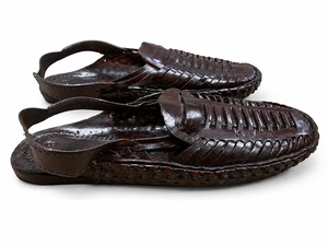 Sandales décontractées marron en cuir véritable tressé à la main, style marche, à bout ouvert, à enfiler, pour l'été et l'hiver - Product Image 4