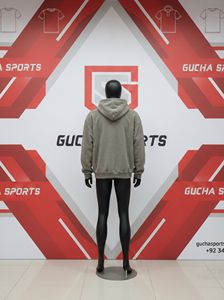 <b>Mens</b> grey <b>fleece</b> hoodie with soft warm fabric, pullover style, kangaroo pocket, relaxed fit, durable stitching for streetwear - Product Image 4