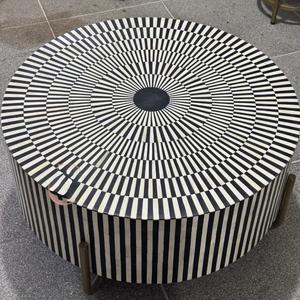 Mesa con Incrustaciones de Hueso de ILAHI, Diseño Moderno con Detalles de Ágata, Almacenamiento Portátil, Muebles para el Hogar - Product Image 3