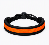 Bracelet de poignet en nylon réglable sur mesure, noir avec bande orange, cordon de sécurité pour raquette de padel, léger et durable