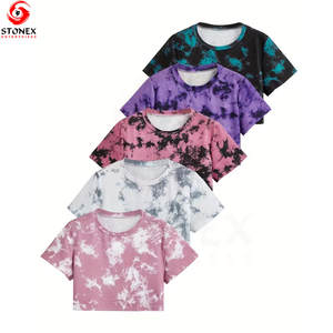 Wholesale 100% Cotton Short Sleeve Breathable Graphic <b>Tie</b> <b>Dye</b> <b>T</b> <b>Shirts</b> <b>Women's</b> Colorful Tshirt Casual Crop <b>T</b>-<b>shirts</b> for <b>Women</b> - Product Image 1