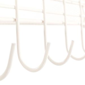 Carrello portaoggetti a tre livelli bianco avorio con ganci, design a nido d'ape raffinato, per cucine e isole cucina - Product Image 5