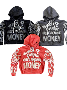 Sweats à capuche entièrement personnalisés style streetwear, imprimés et ornés de strass, sweats à capuche zippés personnalisés OEM, sweats à capuche streetwear effet usé - Product Image 4