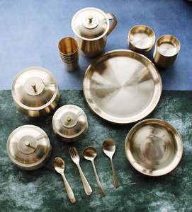 ชุดอาหารค่ำแบบพกพา 54 ชิ้น ทำจากทองแดง (คันซา) ลายเพ้นท์มือแบบคลาสสิก เป็นมิตรกับสิ่งแวดล้อม ปลอดภัยสำหรับเครื่องล้างจาน ทนทาน - Product Image 4