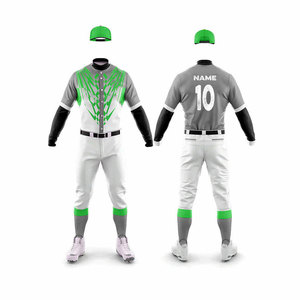 Custom Men's Baseball Uniform Kit Short Sleeve Sublimation Printed Polyester Moisture Wicking Gray Yellow White Team Jersey - Product Image 2