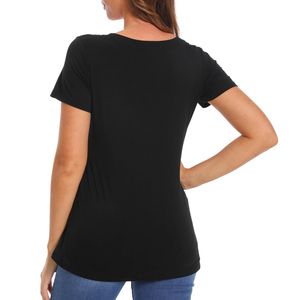 Hauts d'allaitement pour femmes, vêtements de maternité à motif uni, fermeture éclair double latérale pour l'allaitement, style tendance - Product Image 2